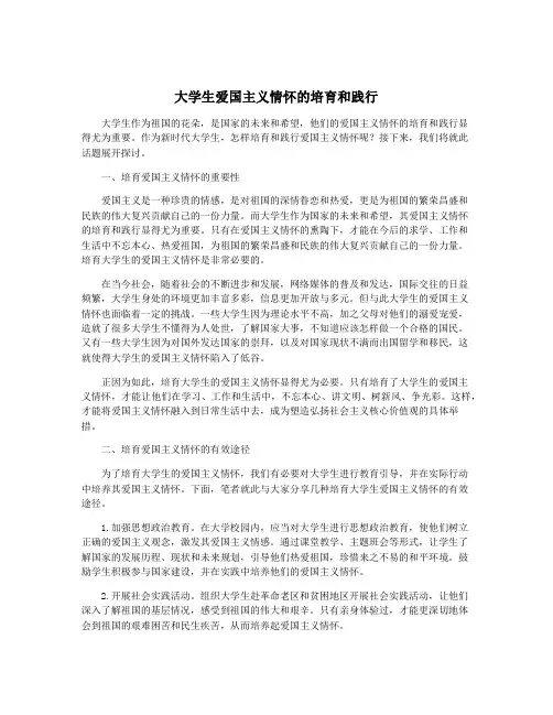 大学生爱国主义情怀的培育和践行