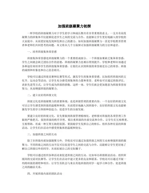 加强班级凝聚力初探