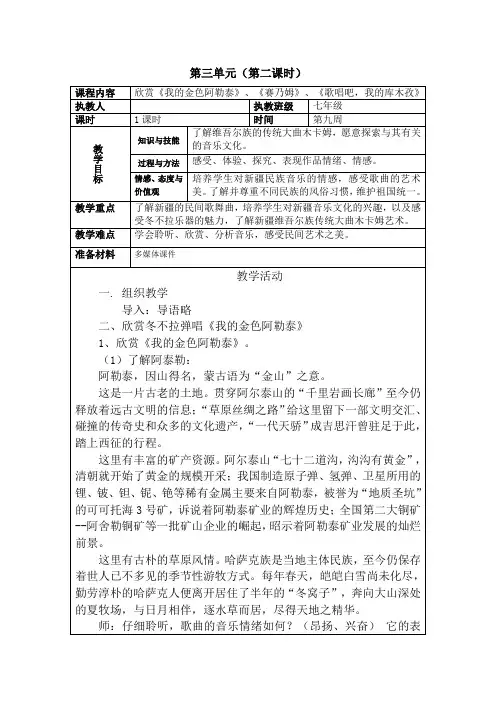 《我的金色阿勒泰》,《赛乃姆》,《歌唱吧,我的库木孜》
