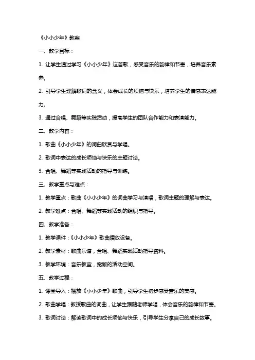 《小小少年》教案