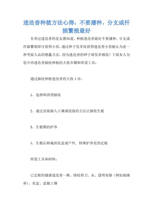 迷迭香种植方法心得：不要播种,分支或扦插繁殖最好