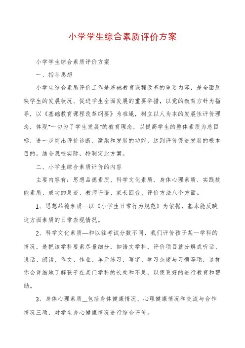 小学学生综合素质评价方案