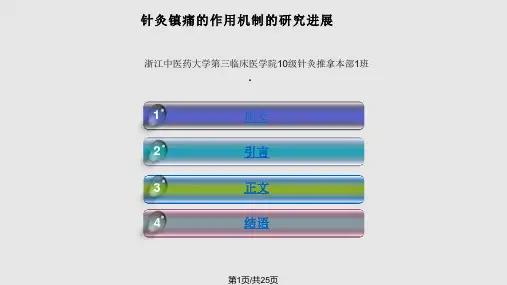 针灸镇痛的作用机制的研究进展综述PPT课件