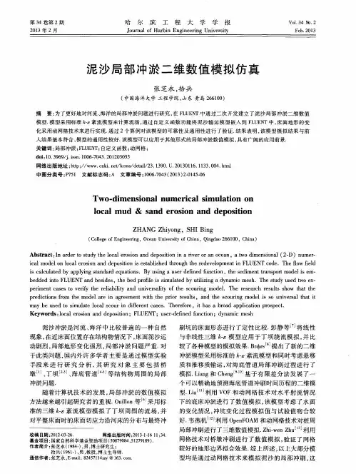 泥沙局部冲淤二维数值模拟仿真