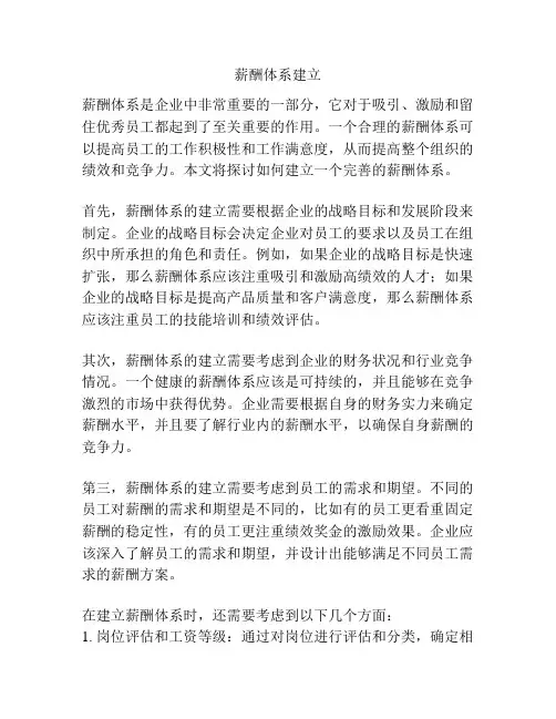 薪酬体系建立