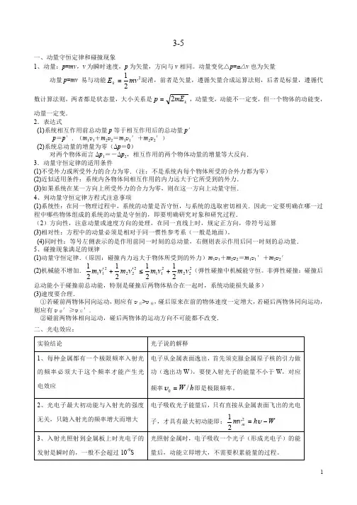 高中物理选考3-5知识点复习(详细)