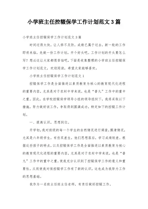 小学班主任控辍保学工作计划范文3篇
