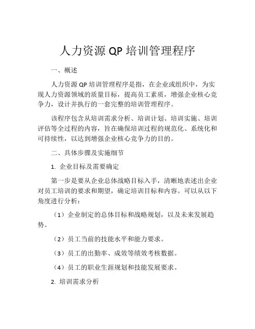 人力资源QP培训管理程序