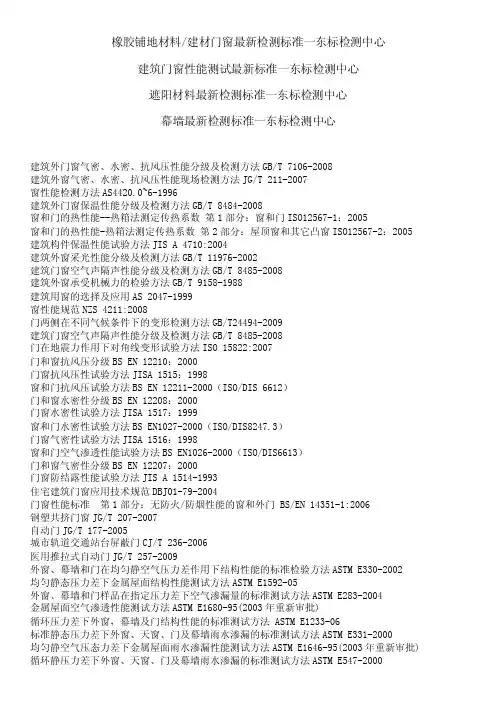 橡胶建材门窗遮阳材料最新检测标准一东标检测中心