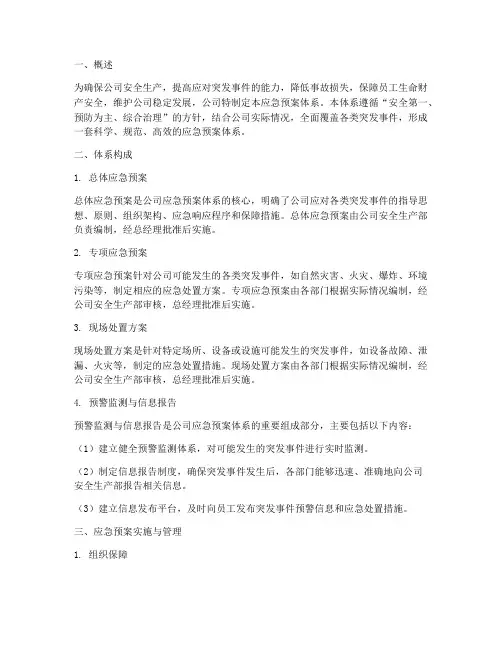 公司应急预案体系说明