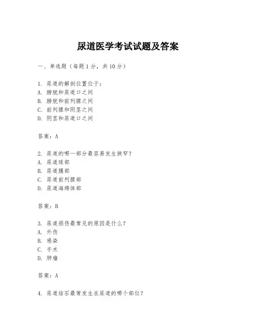尿道医学考试试题及答案