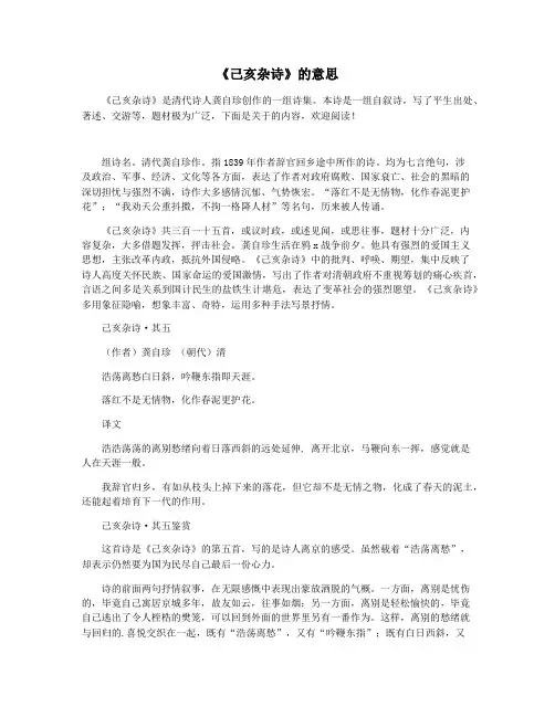 《己亥杂诗》的意思
