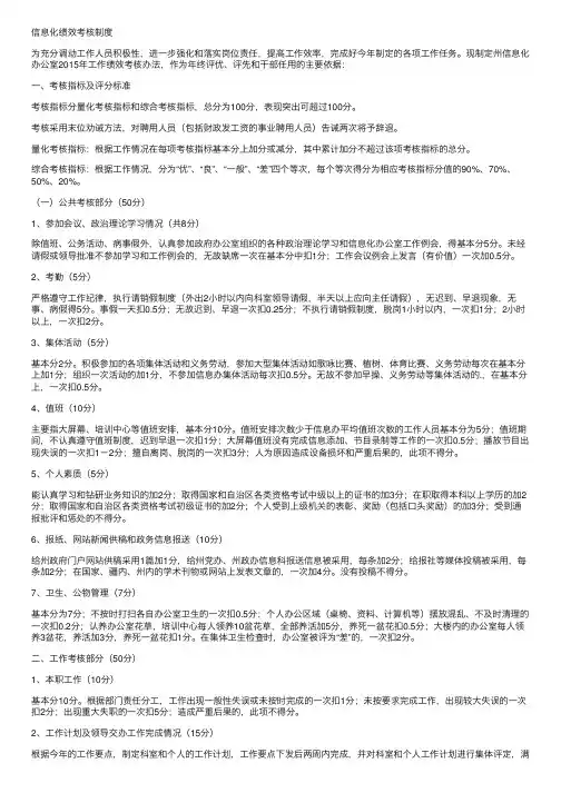 信息化绩效考核制度