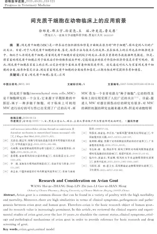 间充质干细胞在动物临床上的应用前景