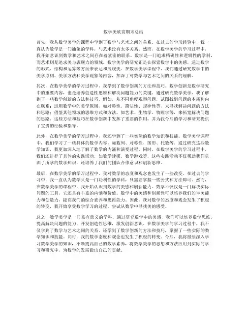 数学美欣赏期末总结