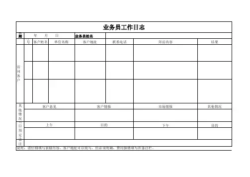 业务员工作日志报表模板