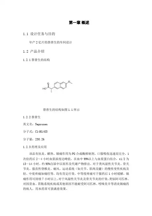 年产2亿片的萘普生的车间设计