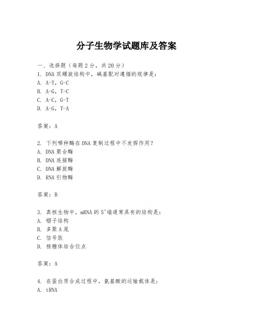 分子生物学试题库及答案