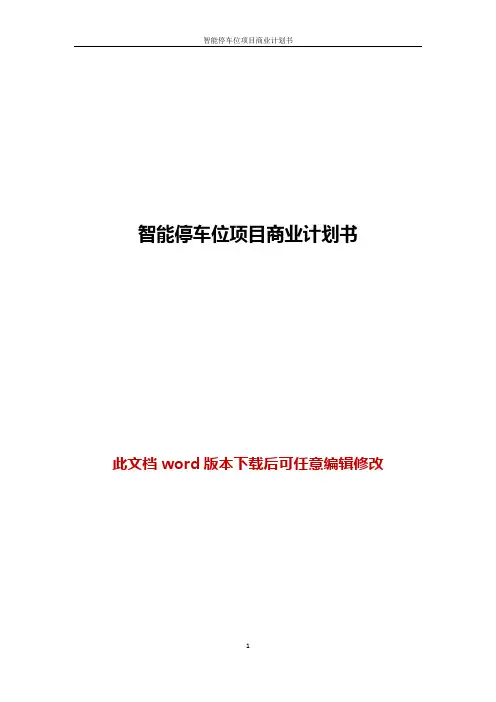 智能停车位项目商业计划书