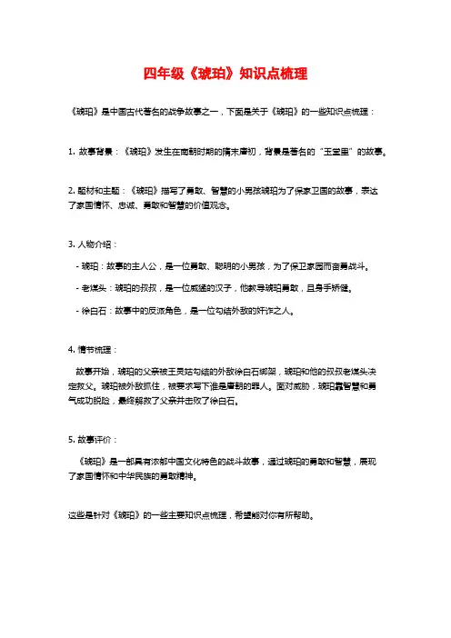 四年级《琥珀》知识点梳理