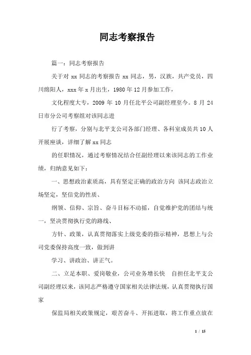 同志考察报告