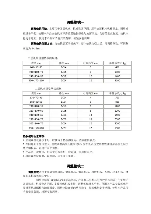 调整垫铁简介