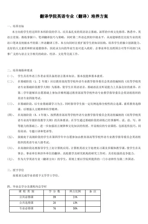 翻译学院英语专业(翻译)培养方案_3