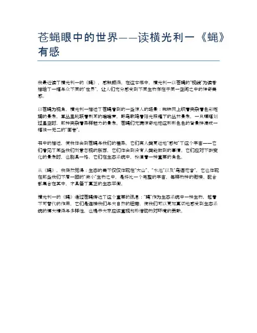 苍蝇眼中的世界——读横光利一《蝇》有感