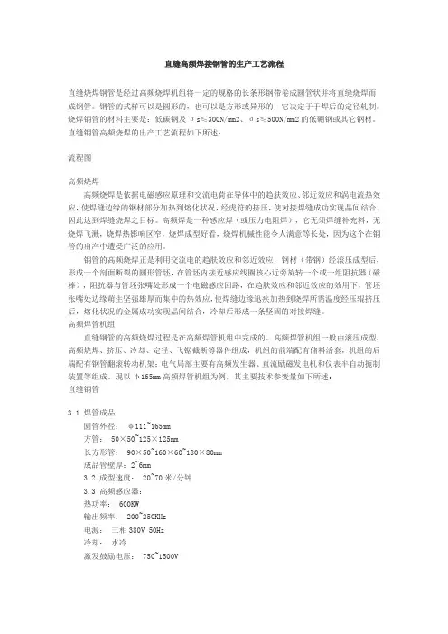 直缝高频焊接钢管的生产工艺流程