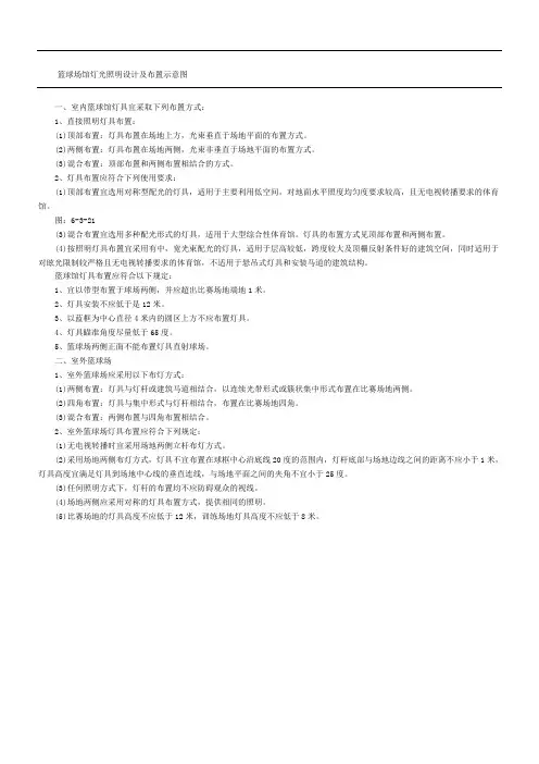 篮球场馆灯光照明设计及布置示意图