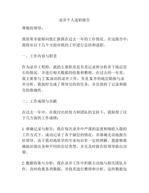 录井个人述职报告