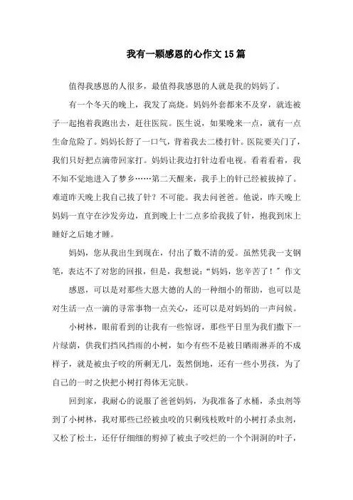我有一颗感恩的心作文15篇精选