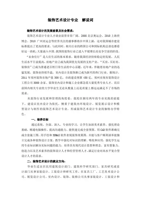 装饰艺术设计专业  解说词