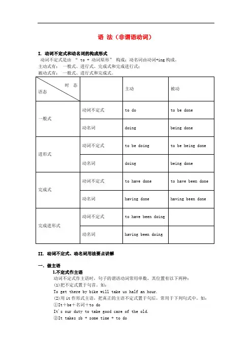 高三英语一轮复习 语法(非谓语动词)归纳