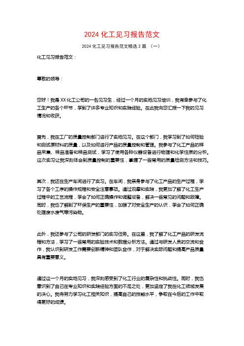 2024化工见习报告范文2篇