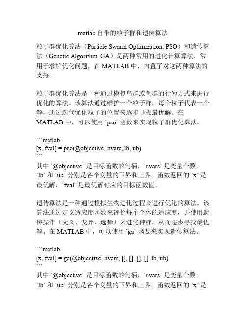matlab 自带的粒子群和遗传算法