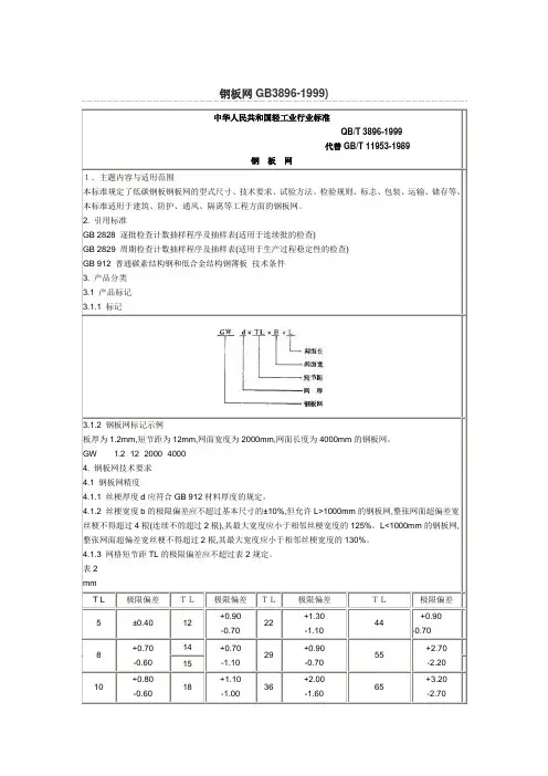 GB3896--1999 钢板网