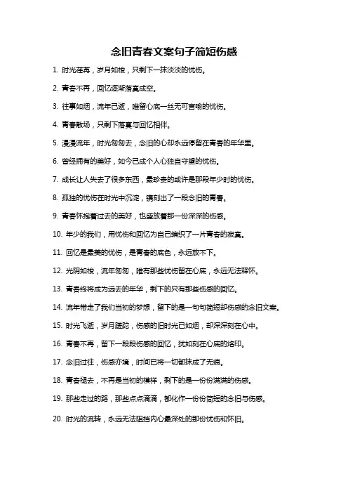 念旧青春文案句子简短伤感