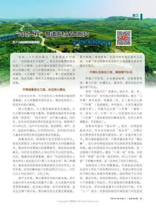 “四项工程”推进乡村全面振兴