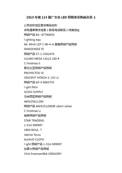 2013年第114届广交会LED照明类采购商名录-1