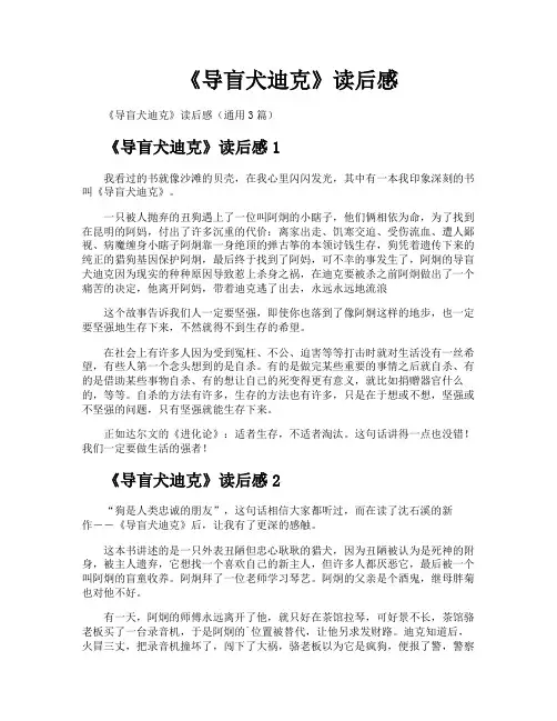 《导盲犬迪克》读后感