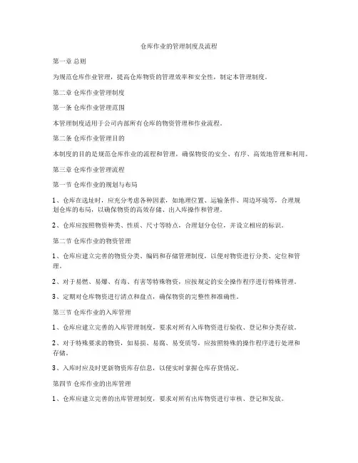 仓库作业的管理制度及流程