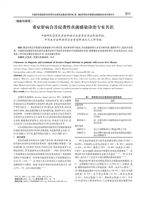 重症肝病合并侵袭性真菌感染诊治专家共识