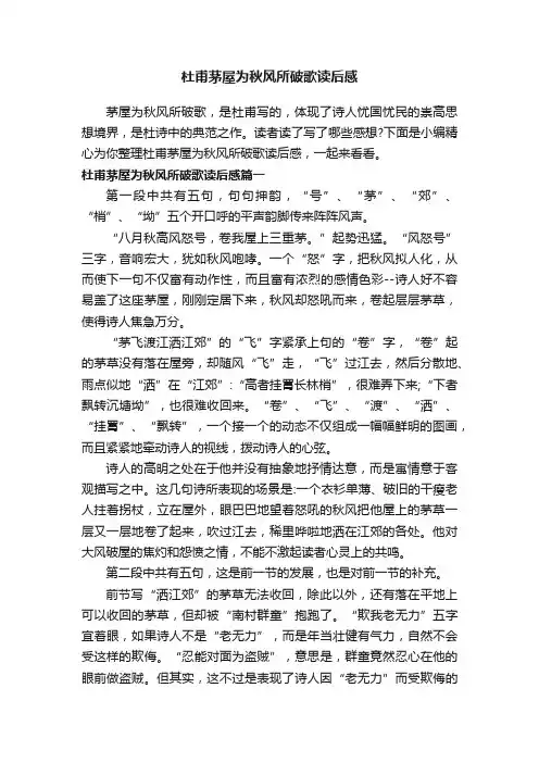 杜甫茅屋为秋风所破歌读后感