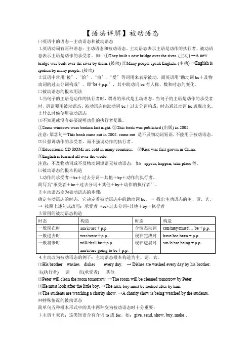 牛津译林版8b语法详解之被动语态