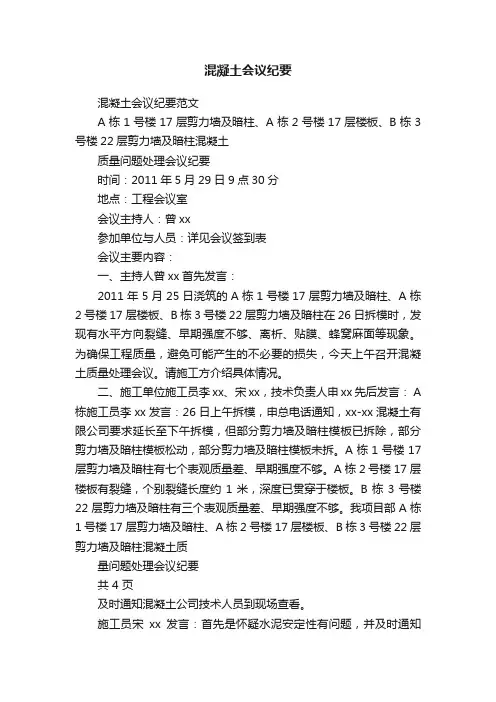 混凝土会议纪要