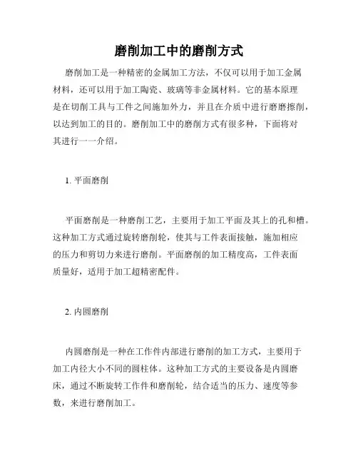 磨削加工中的磨削方式