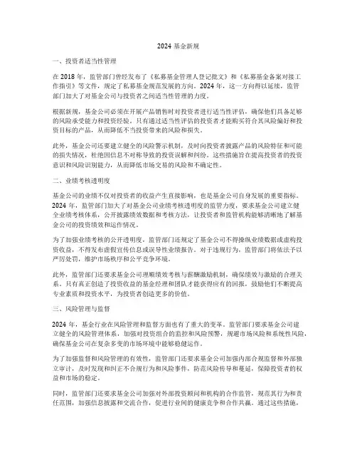 2024基金新规