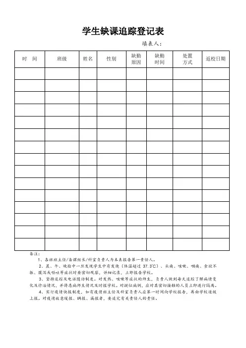 缺课追踪记录表