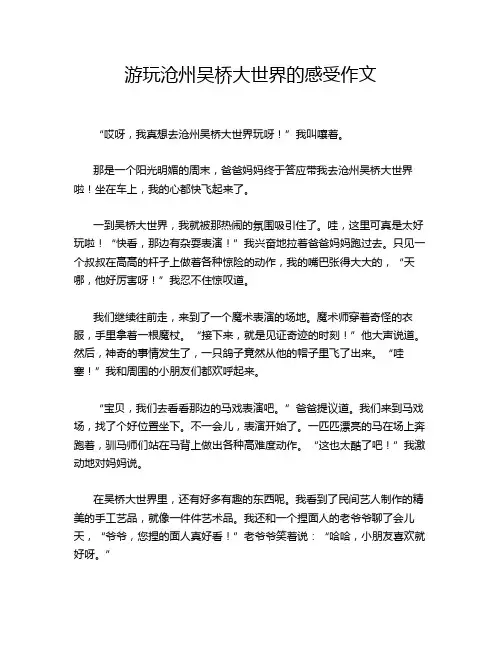 游玩沧州吴桥大世界的感受作文
